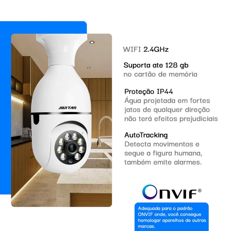 Câmera de Segurança WiFi com Direcionamento em 360° - E27