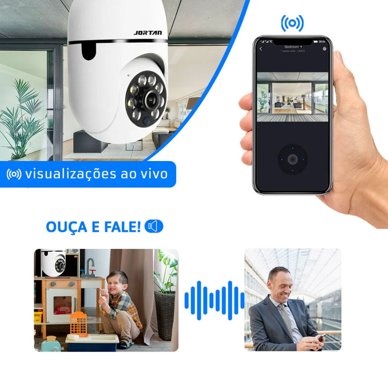 Câmera de Segurança WiFi com Direcionamento em 360° - E27