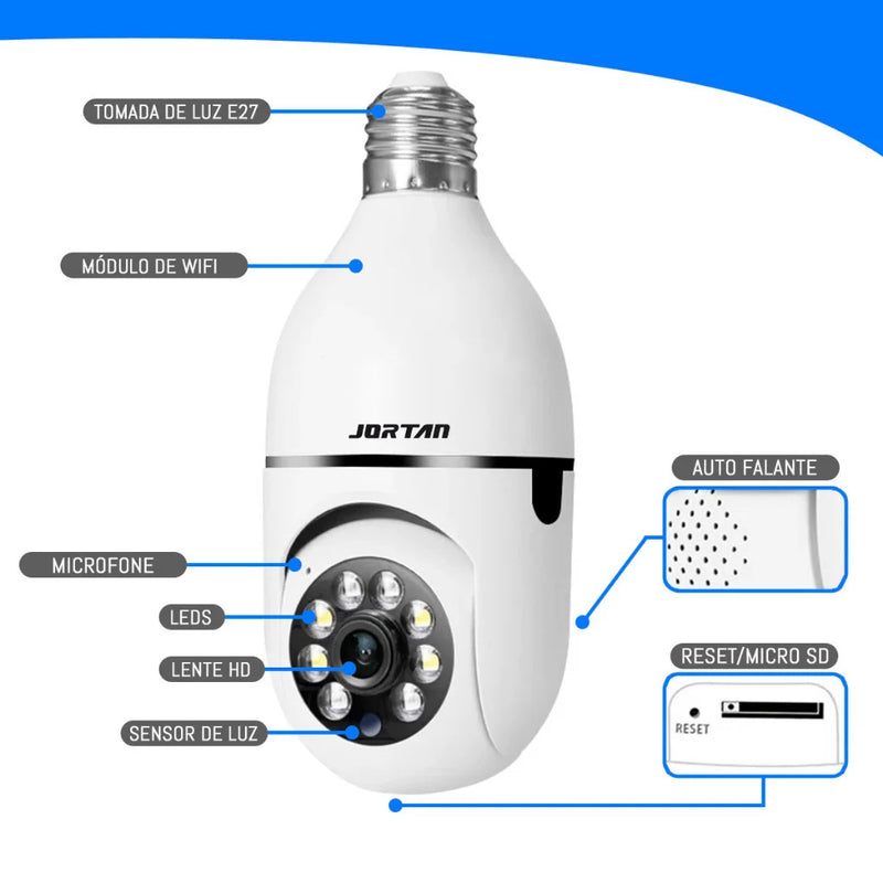 Câmera de Segurança WiFi com Direcionamento em 360° - E27